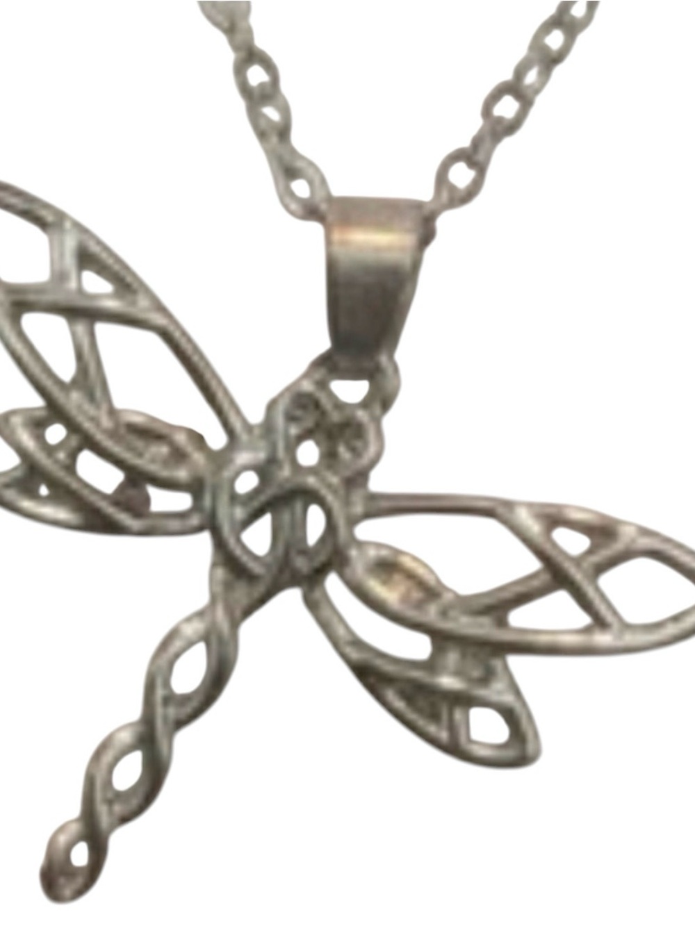 Silver Dragonfly Pendant Necklace for Women.